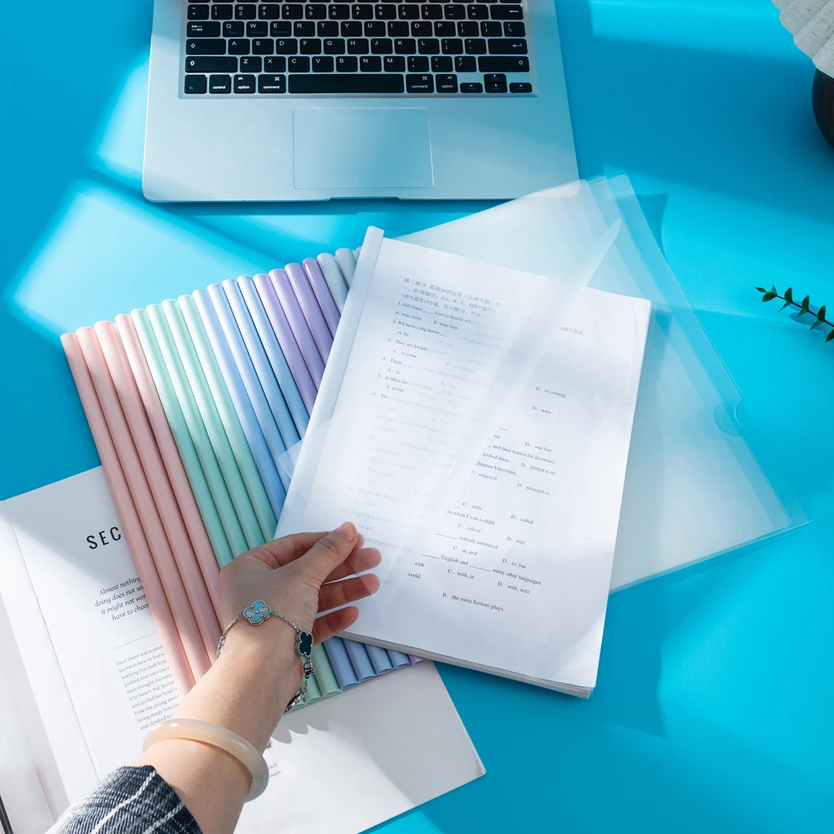 20 Pieces of Thickeneded Pull Rod Clips, Transparent Inserts, Water Drop Rod A4 Pull Rod Clips, Folders, Large Capacity Informat