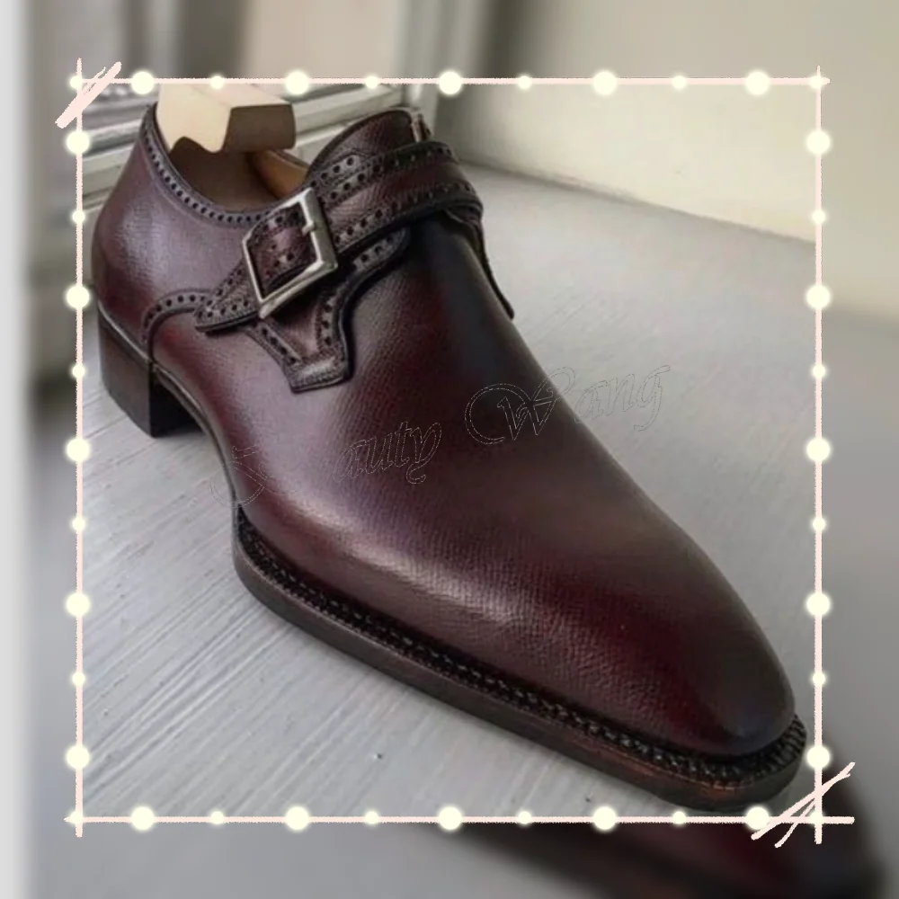 

Brown Belt Decor Pumps Men Dress Shoes Matte Leather Men's Dress Shoes Gentlemen Slip on Party Shoes Big Size 47 Sprig Autumn