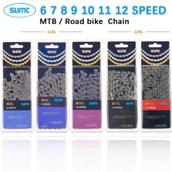 SUMC mountain road bicycle chain 6 7 8 9 10 11 12 Speed 116/126 Link  hollow ultra light shifting  gold chain with missinglink