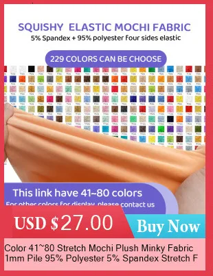 Farbe 01~40 Stretch Mochi Plüsch Minky Stoff 1mm Flor 95 % Polyester 5 % Spandex Stretch vierseitiger Plüschstoff für DIY Nähen Spielzeug – Detail 3
