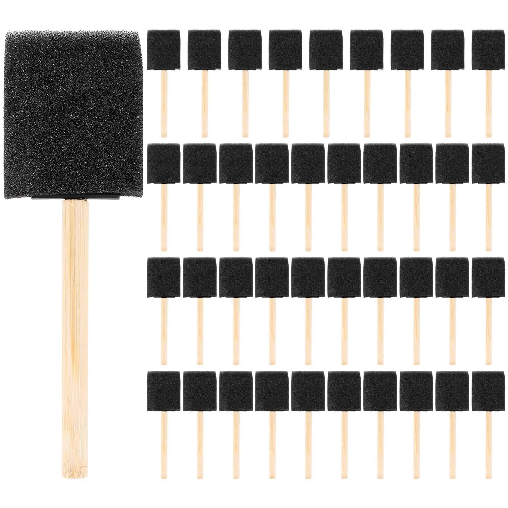 フォームスポンジと木製ハンドルペイントブラシセット、生傷、汚れ、手工芸品、アート、2インチ、40パックに最適
