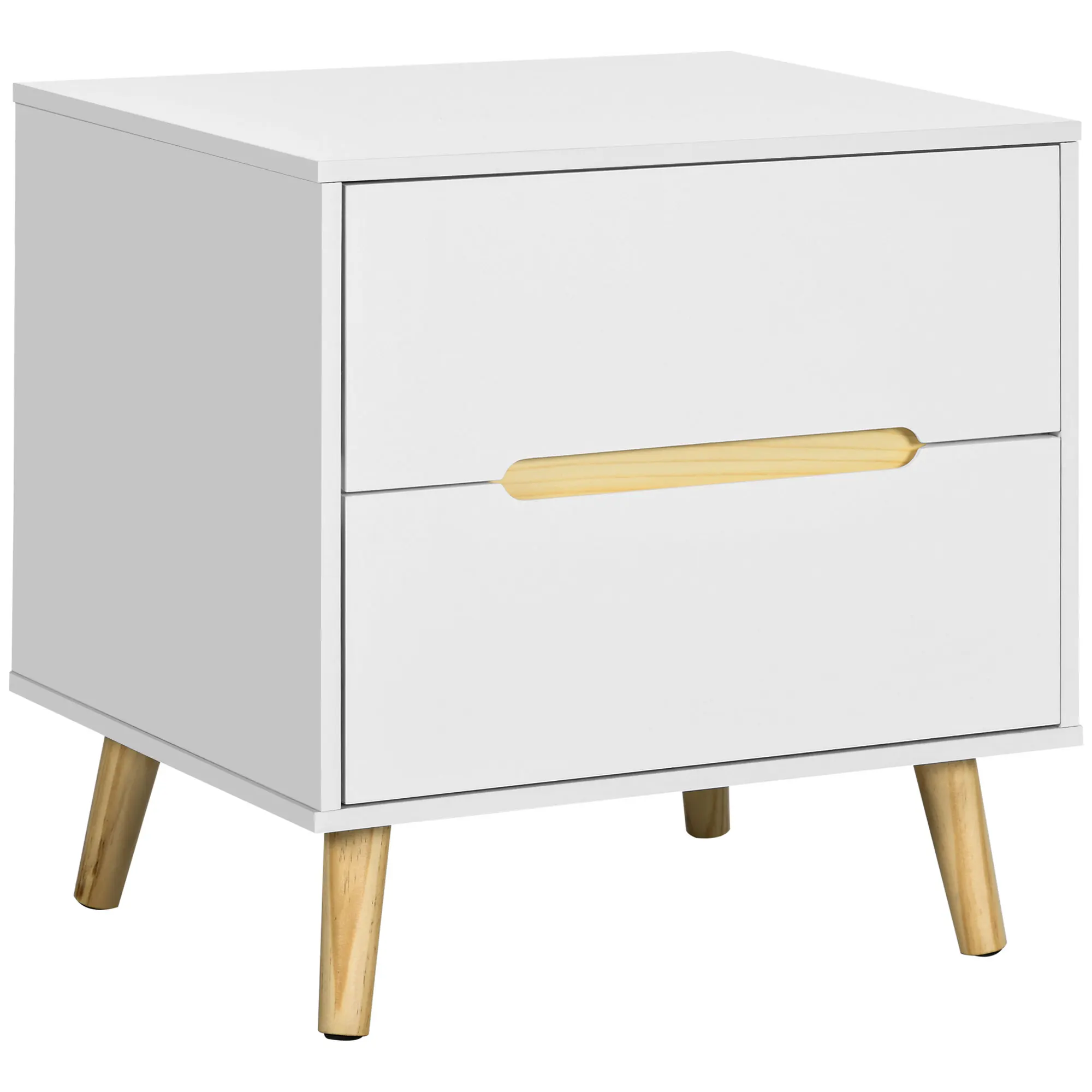 HOMCOM bedside table with 2 drawers and wooden legs for living room 50x40x50,5 cm