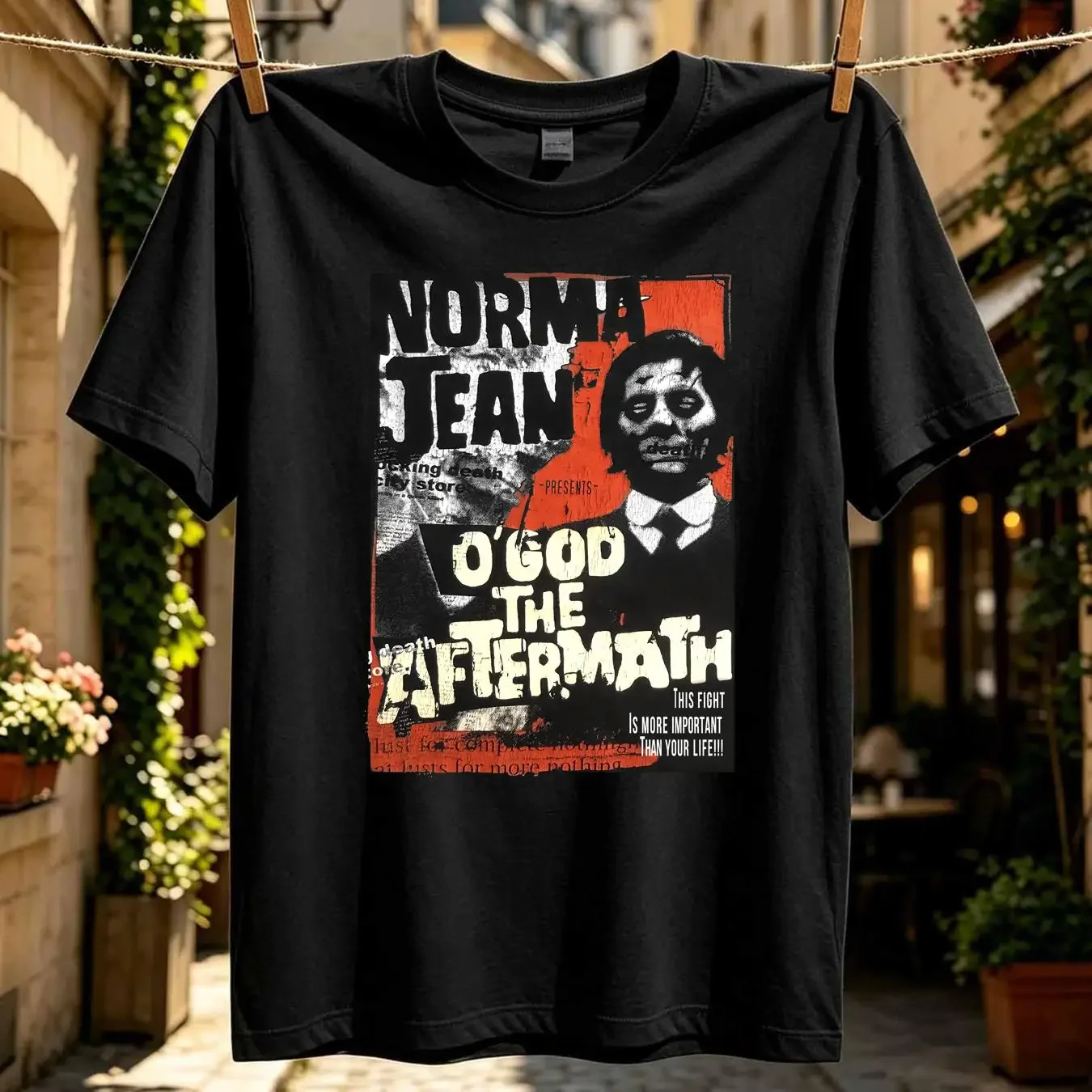 washed T Shirt Vtg Norma Jean O God The Aftermath long or short sleeves vintage Washed Slightly Breathable Comfortable