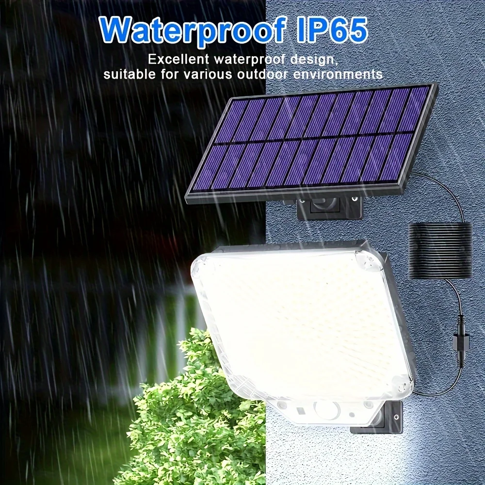 344 LEDs Solar Powered Wall Light, PIR Motion Sensor, Remote Control, 3 Lighting Modes, IP65 Waterproof Outdoor Garden Security