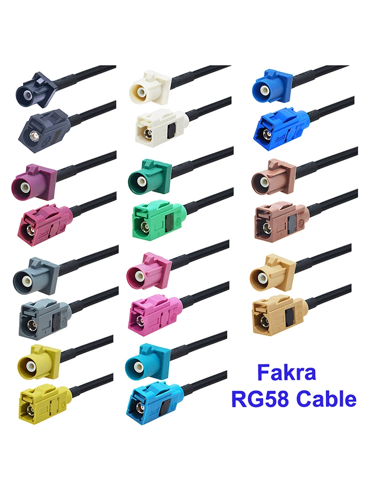 1 pièces RG58 Fakra A/B/C/D/F/G/H/I/K/Z prise mâle à Fakra connecteur femelle faisceau de câbles Fakra RG58 câble Coaxial cavalier câble automatique