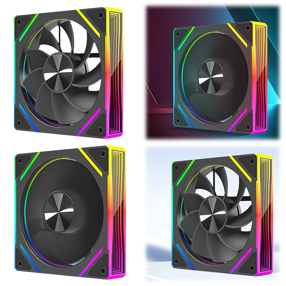 

120mm PC RGB Fan with 5V 3Pin ARGB Plug Daisy Chain Case Fan PC Case Fan 4 Pin PWM Case Fan for Cases CPU Liquid Coolers
