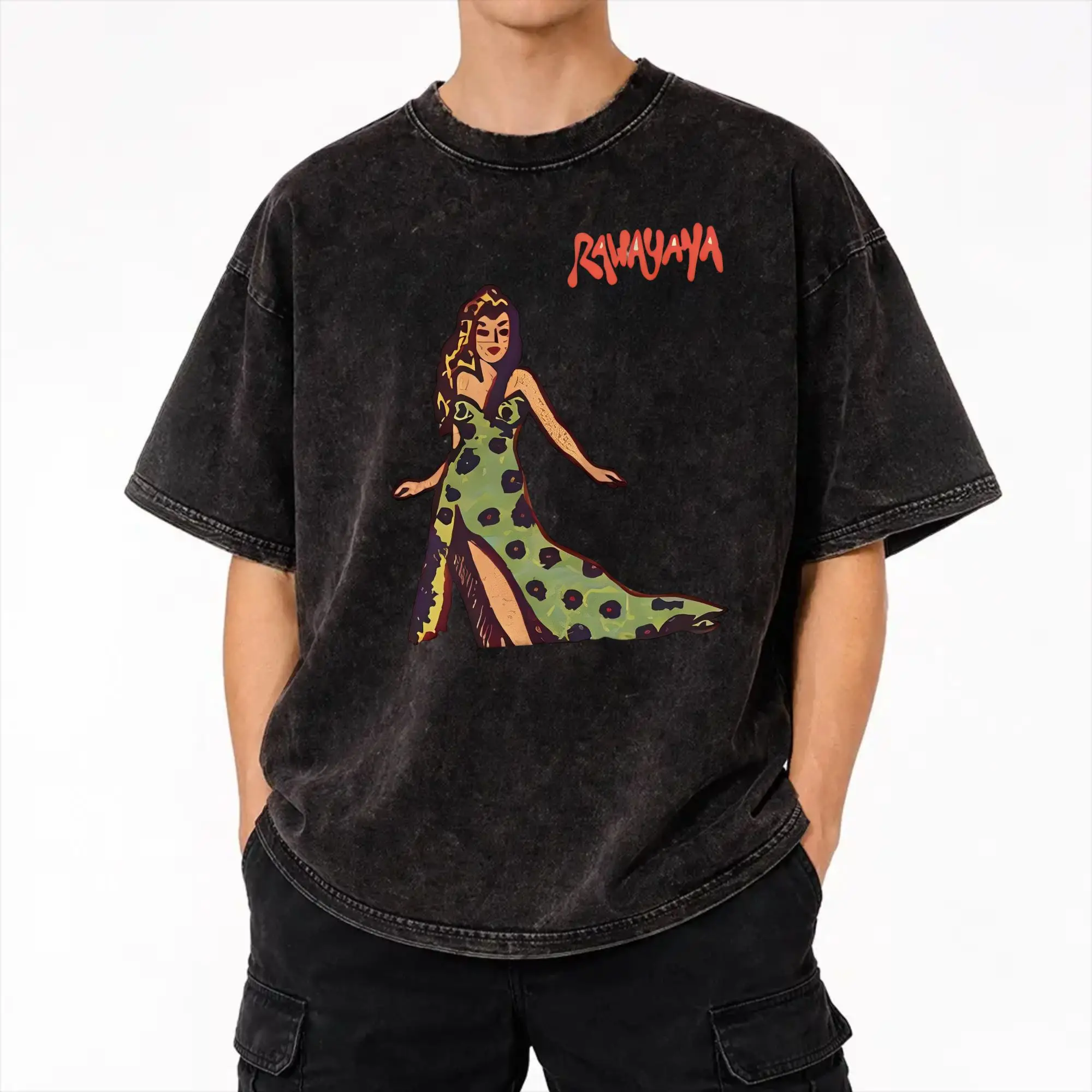 Harajuku Washed Shirts Rawayana ¿Donde Es El After? 2026 Album Outfit Fashion T-Shirts Oversize  Streetwear
