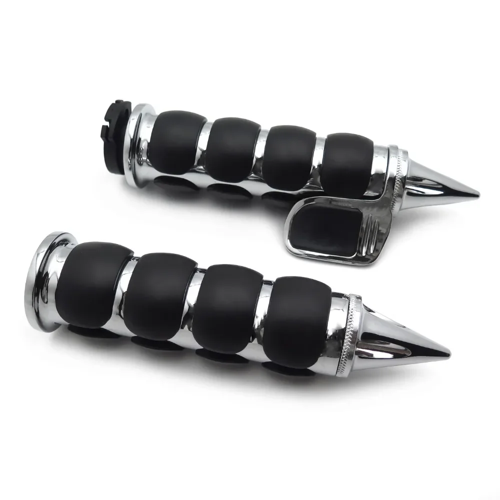

Chromed Spike 1" Rubber Hand Grip with Contoured Throttle Boss for Harley Davisdon Chopper Bobber Tour
