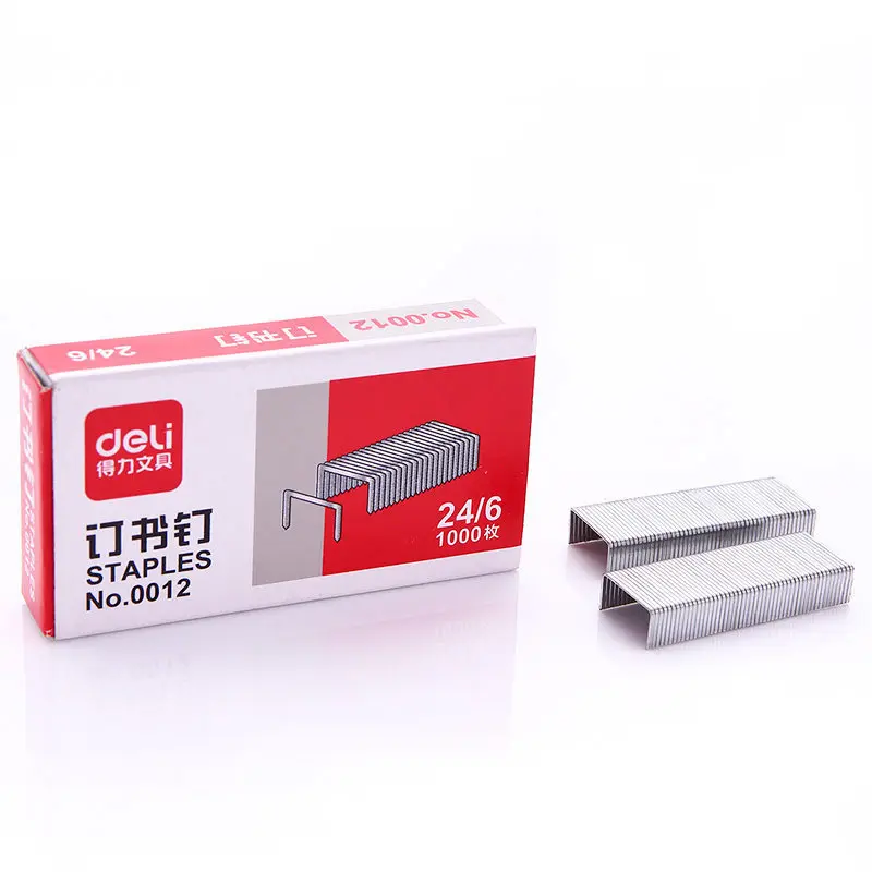 1 Box Deli 1000pcs Metal Staples Normal 24/6 Stapler Silver Nail School Office Supply Stationery Business Document Binding Tool