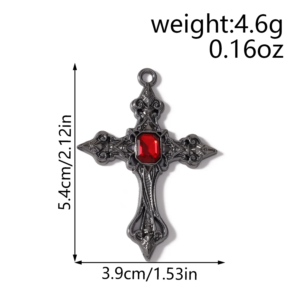 Leslie 5 Stück 54*39mm Prachtvolle Gothic Hip Hop Kristall-Kreuz-Anhänger für Halsketten, Armbänder, Schmuckherstellung, DIY-Basteln – Detail 2