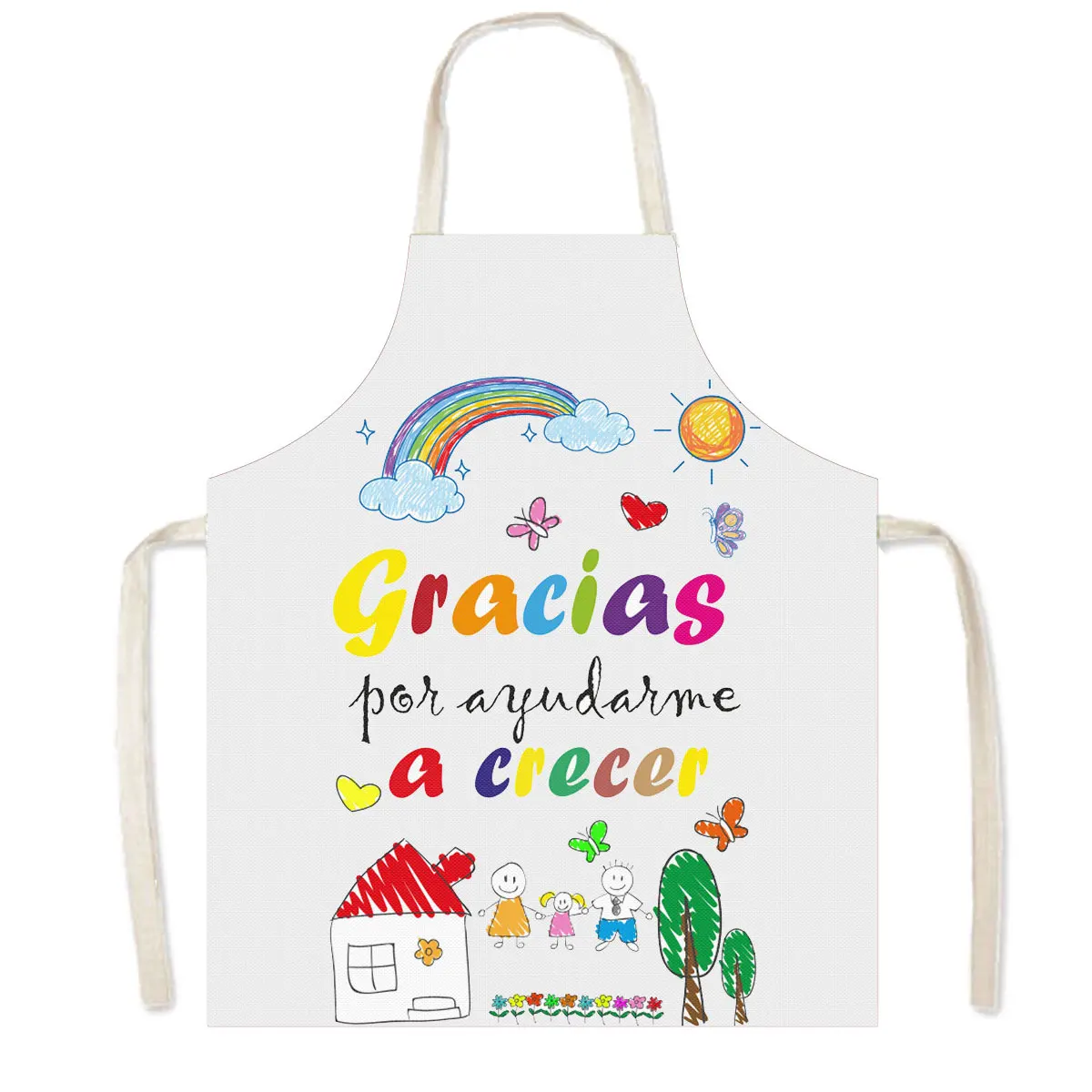 Gracias Maestra / Merci Maitresse Kitchen Apron Thank You Teacher Home Cleaning Clothes Pinafore Kids Class Art Painting Aprons