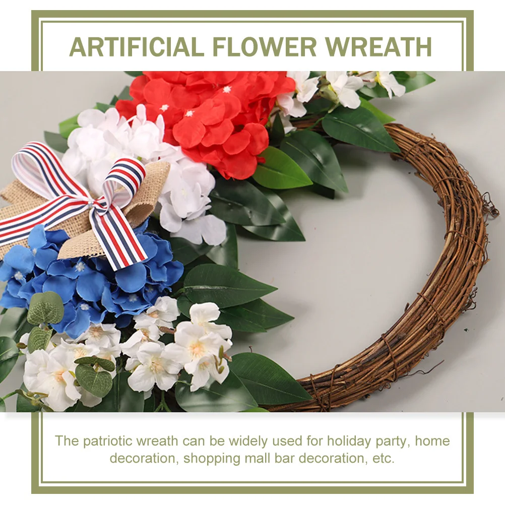 

Patriotic 4Th Of July Wreath Decor Independence Day Party Wall Hanging Artificial Flower Wreath Front Door Decoration American