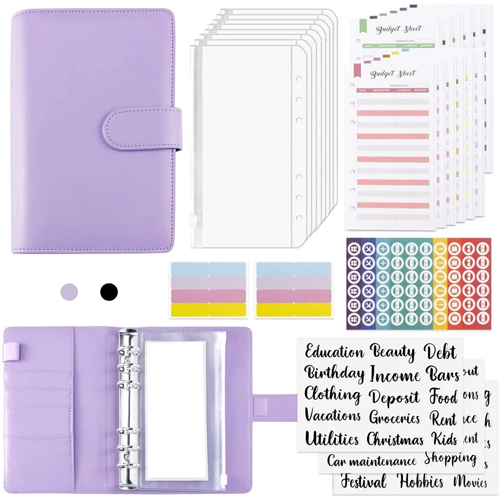 Budget Binder,Money Organizer Cash Envelopes for Budgeting, Budget Binder with Zipper Envelopes,for Money Saving Planner