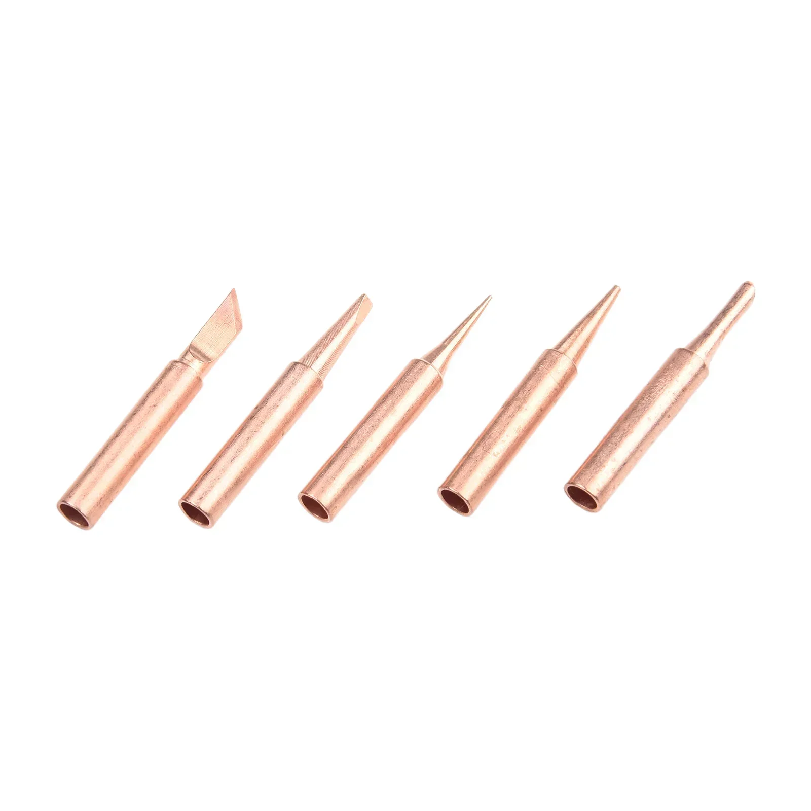 6pcs Copper 900M-T Soldering Iron Tips Replacement Welding Head With Soldering Handle Adapter Household Soldering Accessories