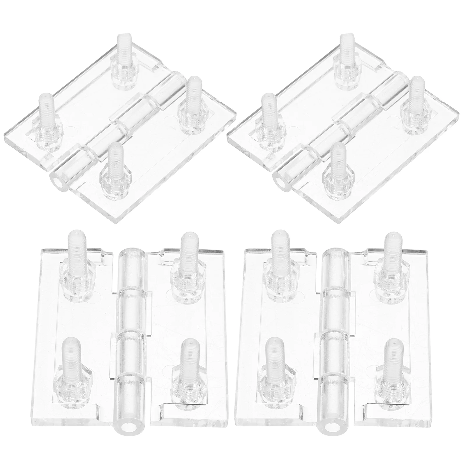 4 Pcs Cabinet Hinges Acrylic Door Small for Crafts Perforated Tape Glass Folding White Drawer Table