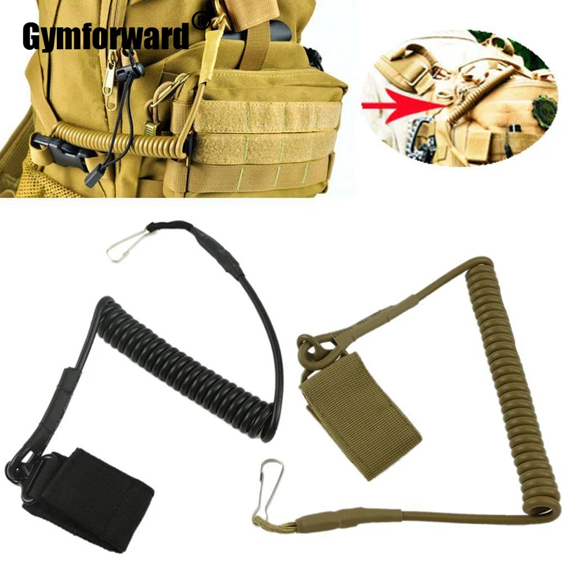 EDC Camping Equipment Tactical Elastic Stretching Rope Anti-theft Keychain Buckle Outdoor Secure Spring Lanyard Camp Tool Kit