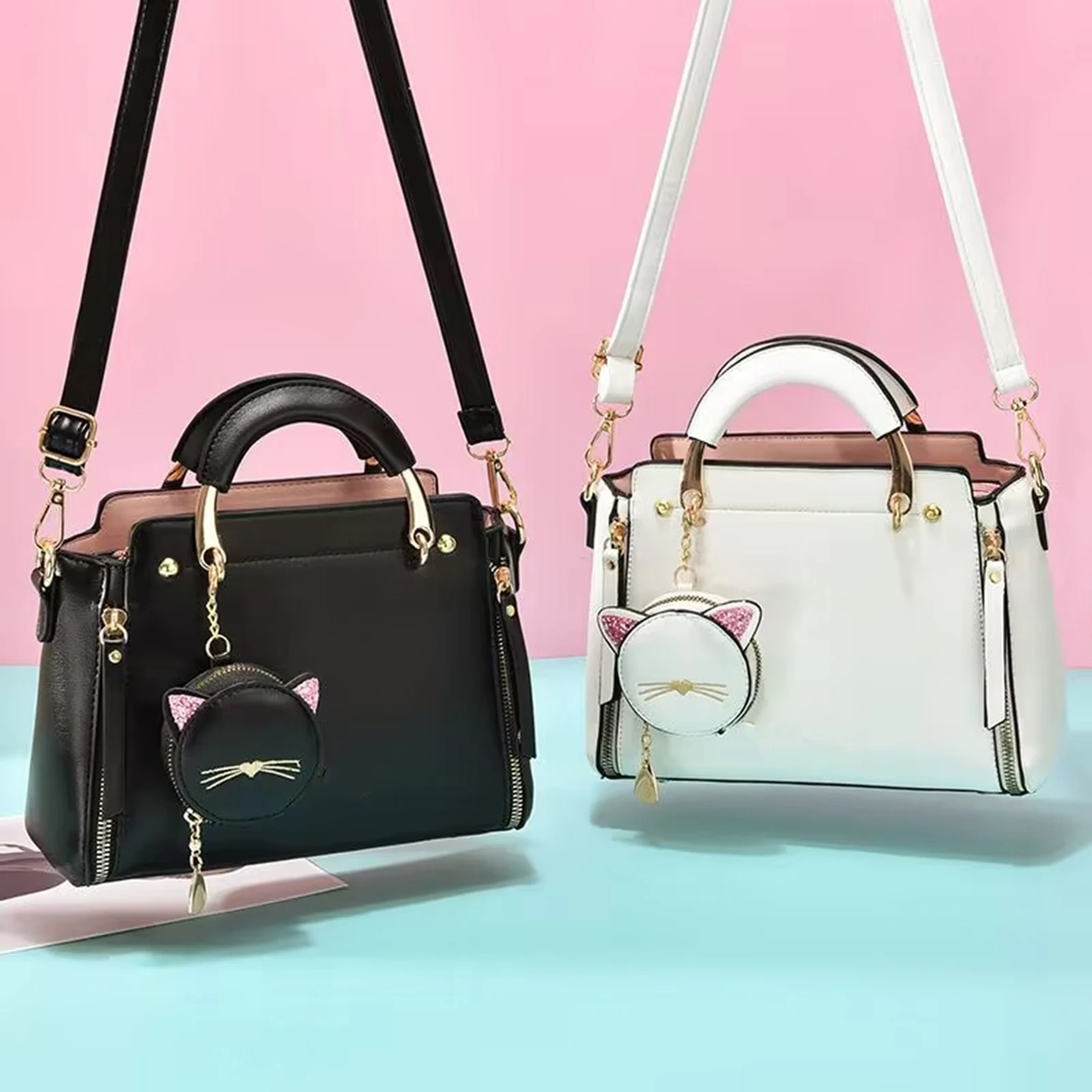 

Fashion Women Messenger Bag Shoulder Bag PU Leather Zipper Closure Crossbody Bag for Lady Birthday Holidays Gifts