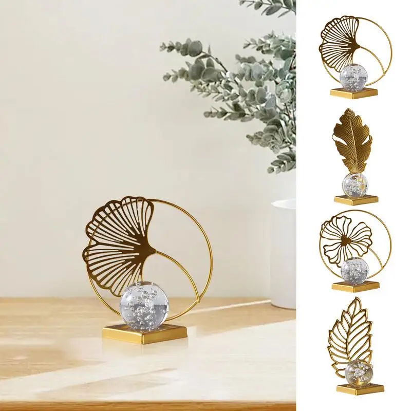 

Crystal Ball Crystal Ball Decoration With Metal Plant Bracket Living Room Study Figurine Accent For Fireplace Mantle Metal