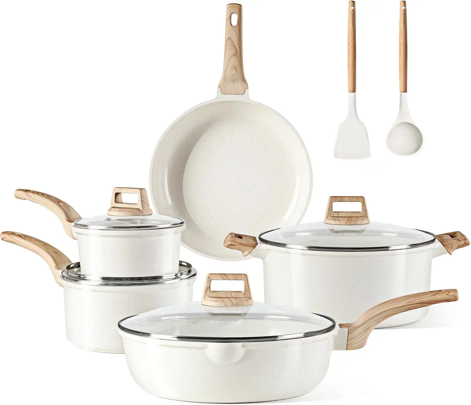 

11 Piece Pots and Pans Ceramic Cookware Non Stick Health Induction Cookware Kitchen Cooking Set with Saucepan Set PFAS Free
