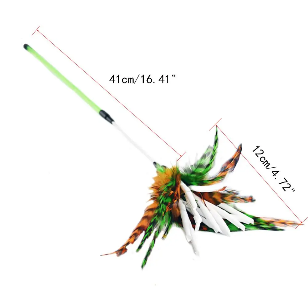 Cat Wand Toy Feather Teaser Stick Cat Toys Interactive Kitten Toy Wand Sticks Chicken Hair for Indoor Cats Playing Exercise