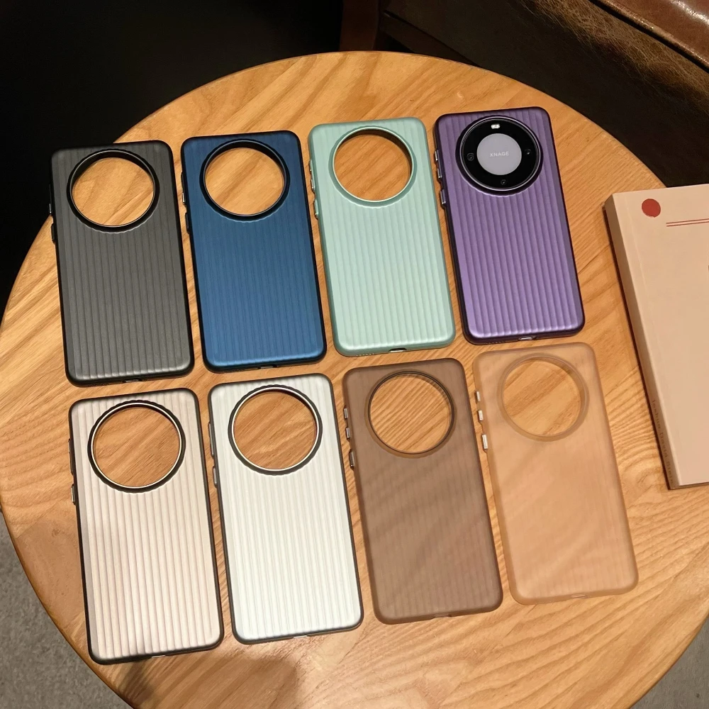 

For Huawei Mate 80 Pro Max 70 60 50 Luxury Matte Striped Texture Phone Case, All-inclusive Shockproof Anti-drop Protective Cover