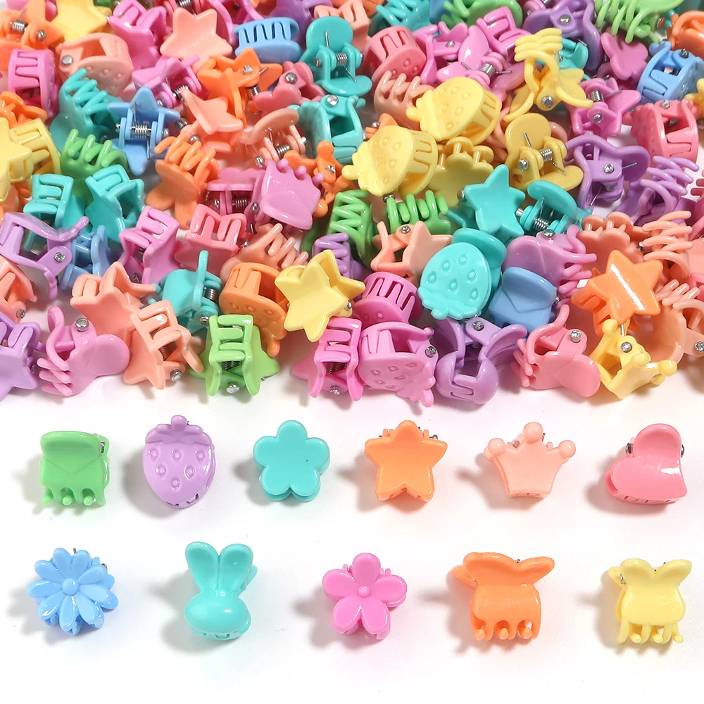 100 Stück Niedliche Y2K Haarspangen in Jelly-Farben, Blumen- und Herzform, Süße Haar-Accessoires für Kinder – Detail 8