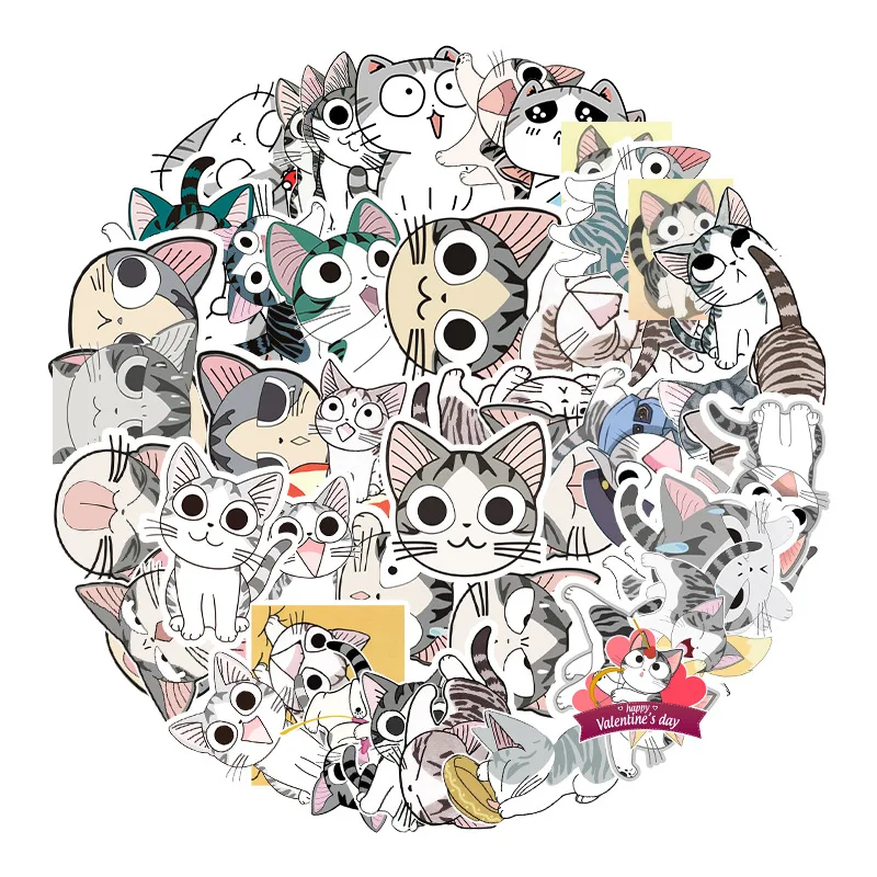 53pcs Cartoon Anime Cute Cat Stickers Creative Chi's Sweet Home Luggage Car Notebook Kids Sticker Set