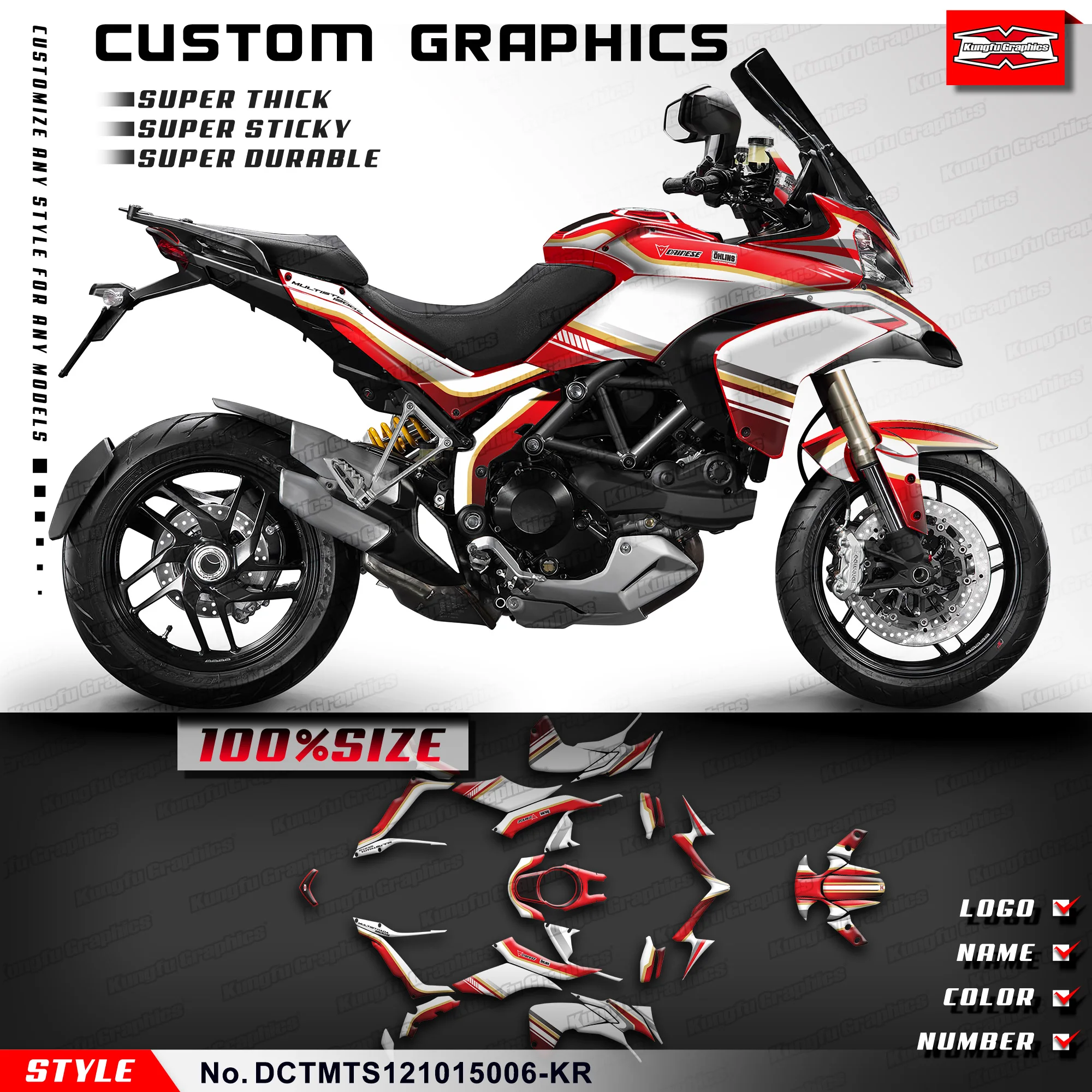 

KUNGFU GRAPHICS Motorcycle Graphics Vinyl Decal for DUCATI Multistrada MTS 1200 MTS1200 2012 2013 2014 2015, DCTMTS121015006-KR