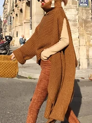 LANMREM Irregular Sweater Female Turtleneck Batwing Sleeve Asymmetrical Knitting Pullover 2024 Autumn Winter Korean Style WJ0381