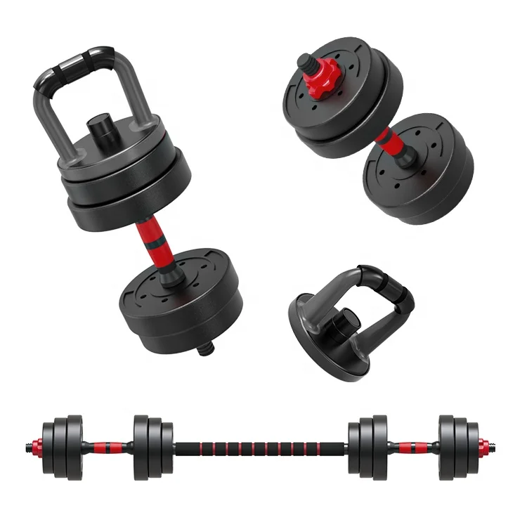 Fitness cement 4 in 1 dumbbell set 10-40kg weight lifting cast gym set barbell kettlebell adjustable dumbbell 20kg