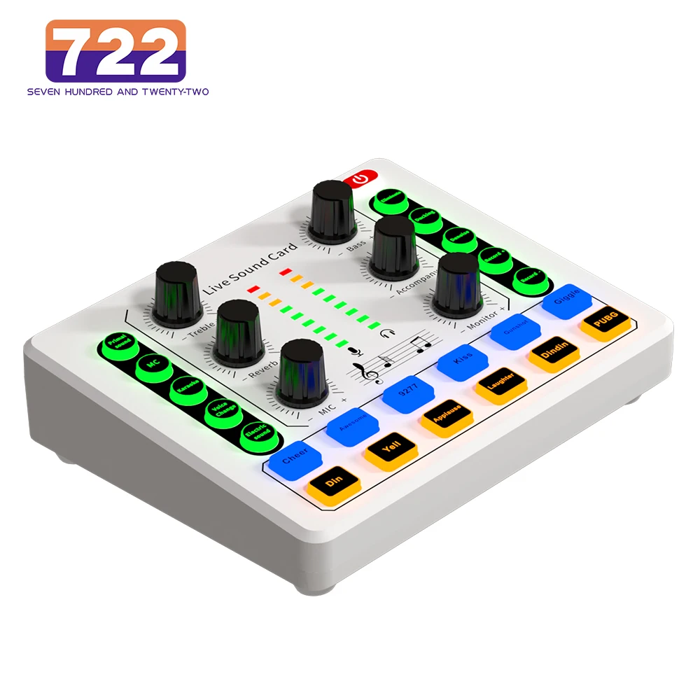 

Live Streaming Sound Card DJ Mixer Bluetooth-compatible M8 Sound Card Effect Voice Changer Audio Interface DJ Mixer Controller