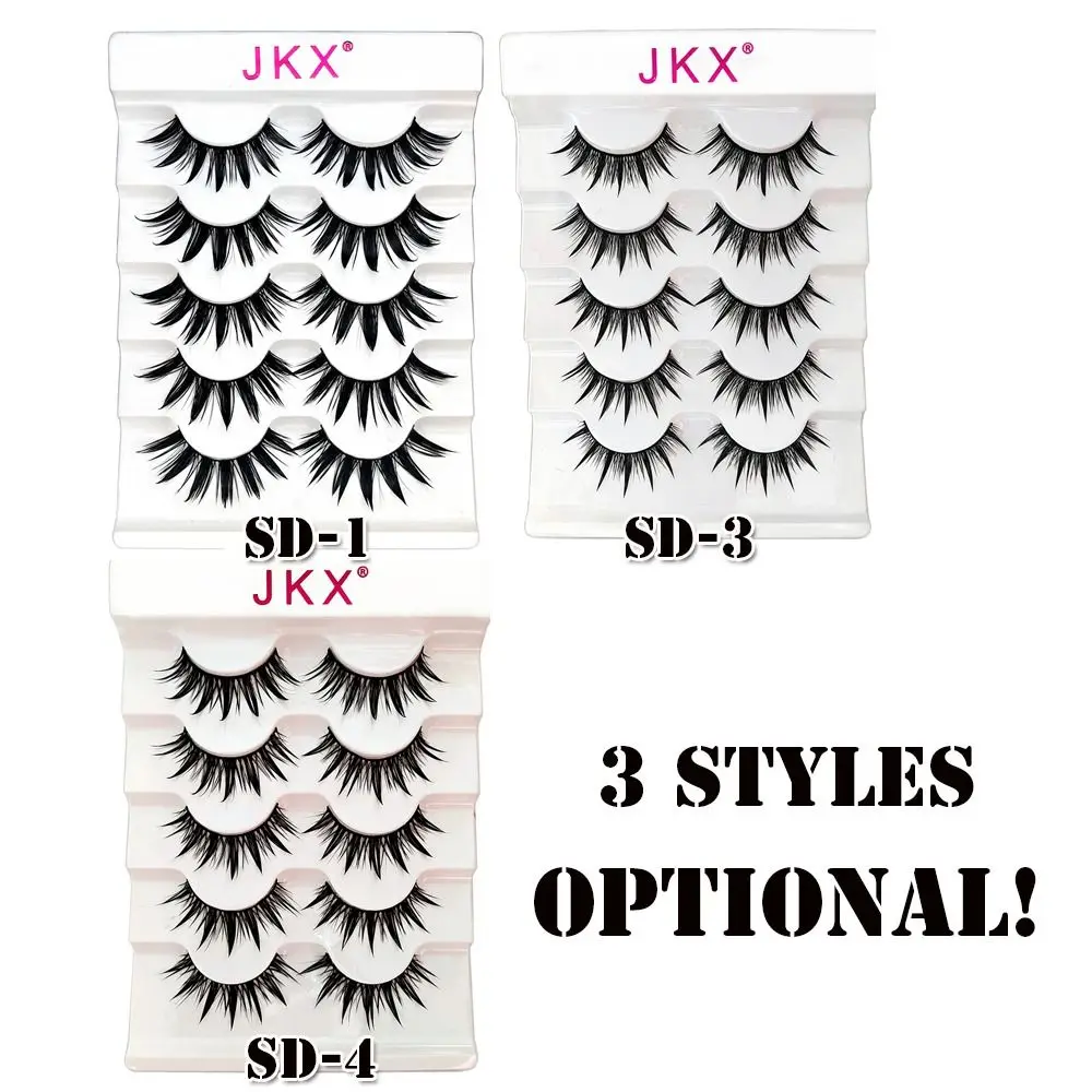 5 Pairs 3D Faux Mink False Eyelashes Thai Eyelashes Handmade Long Fluffy Lashes Eye Makeup Tools