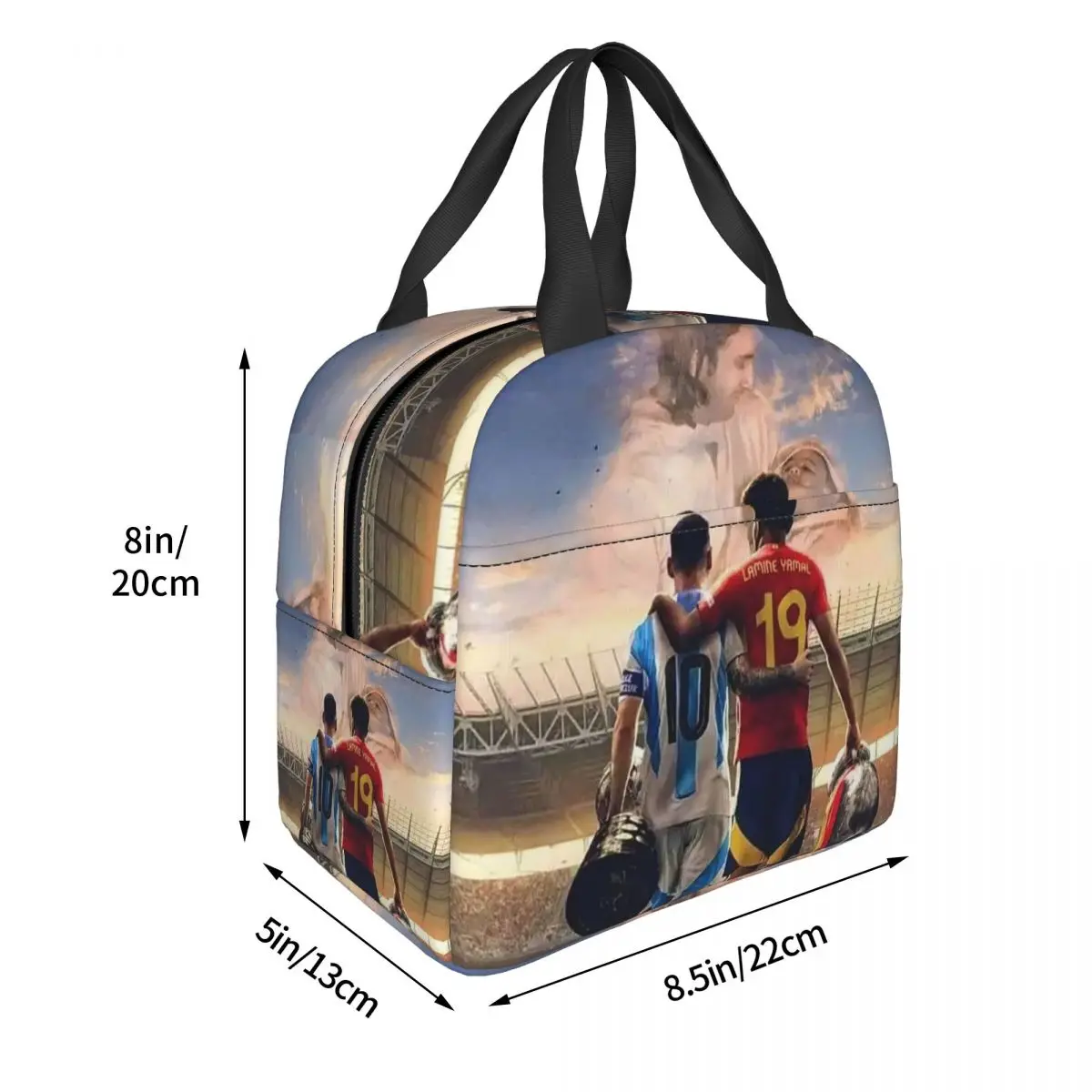 LY-Lamine Yamal And M-Messi Insulated Lunch Bag for Women Children Portable Food Boxes Thermal Lunch Box Tote