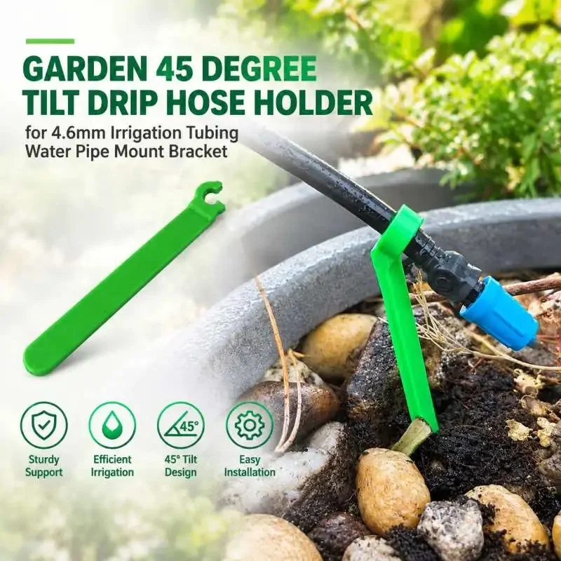 45 Degree Angled Fixed Bracket for Garden Drip Irrigation 4.6mm Hose Water Tube Support Holder