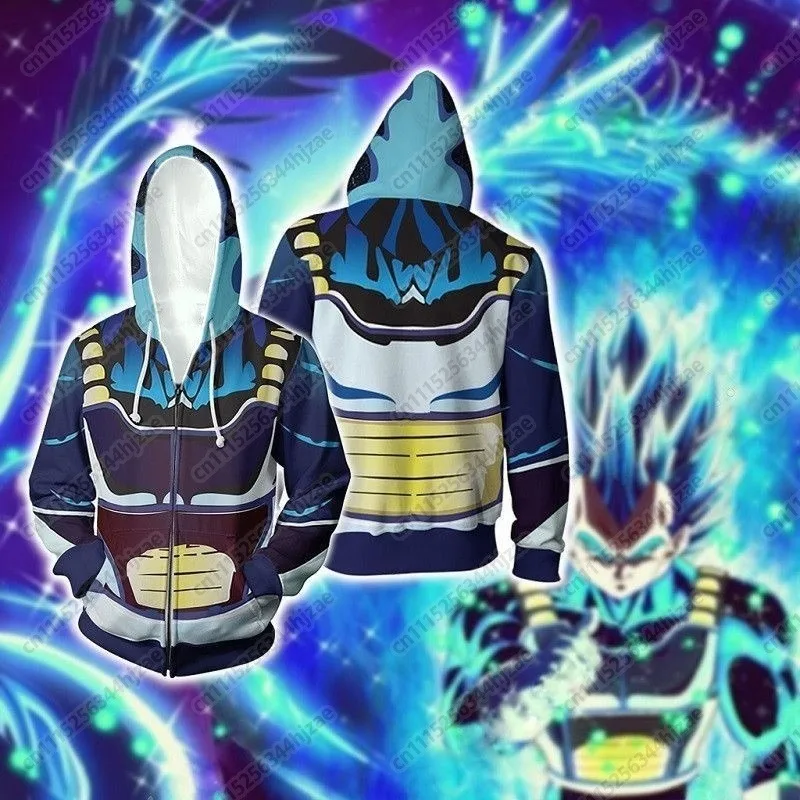 Dragon Ball Z Goku Anime 3D Print Zipper's Hoodie Unisex Pullover Zip Up Sweatshirt Cosplay for Teens Cool Graphic Streetwear
