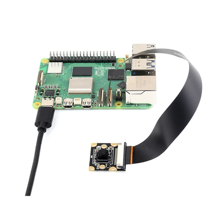 وحدة كاميرا IMX219 بدقة 8 ميجابكسل لـ Raspberry Pi 5 79.3 °   مع كابل ناعم MIPI-CSI 20 سم Pi5-IMX219-120 متين وسهل التركيب وسهل الاستخدام