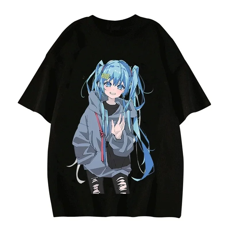 Personaggio anime giapponese carino MIKU 2024 nuovo stile 2024 donne di estate T-shirt moda di strada stile casual manica corta della signora T