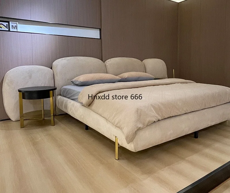 Italian minimalist light luxury matte double bed