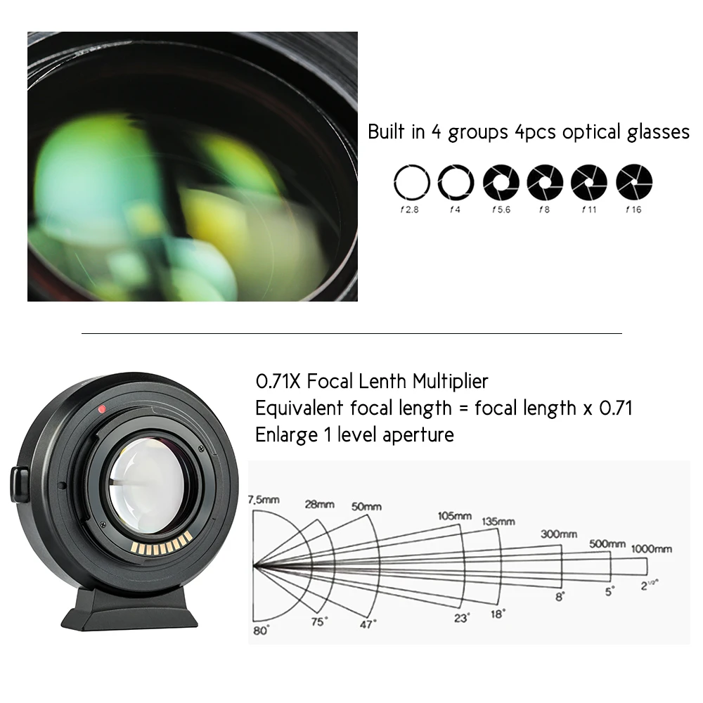 Viltrox EF-EOS M2 Focal Reducer Booster Adapter Auto-focus 0.71x for Canon EF mount lens to EOS M camera M6 M3 M5 M10 M100 M50 view 4