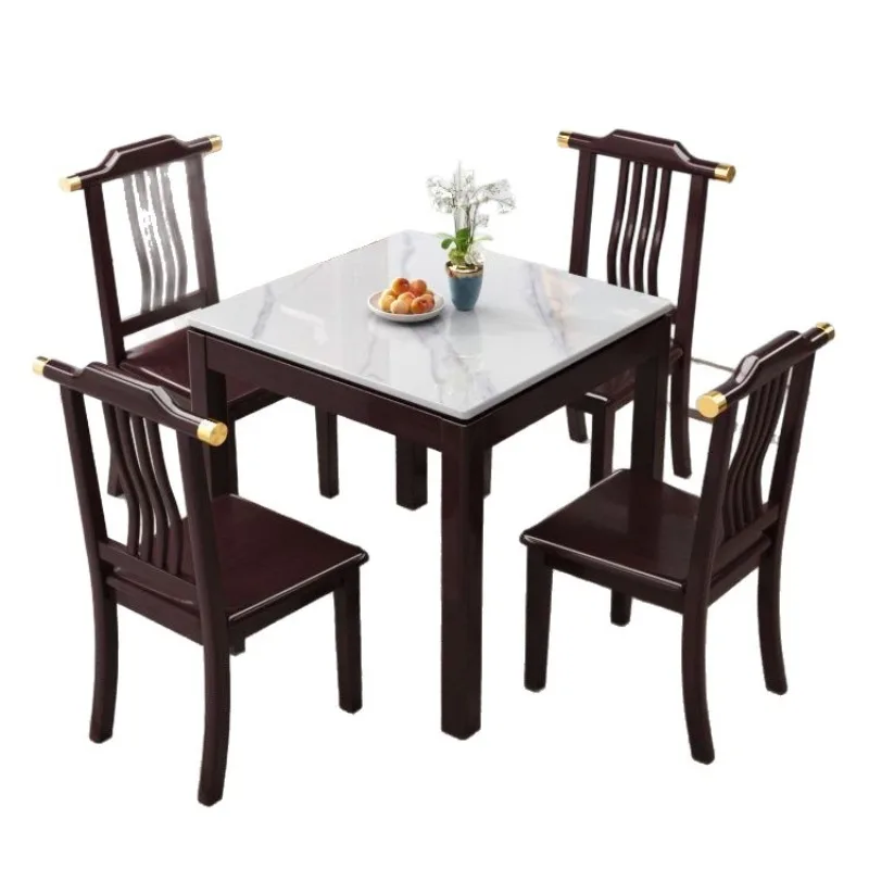 Style chinois nouvelle salle à manger carrée en dalle de roche de style chinois