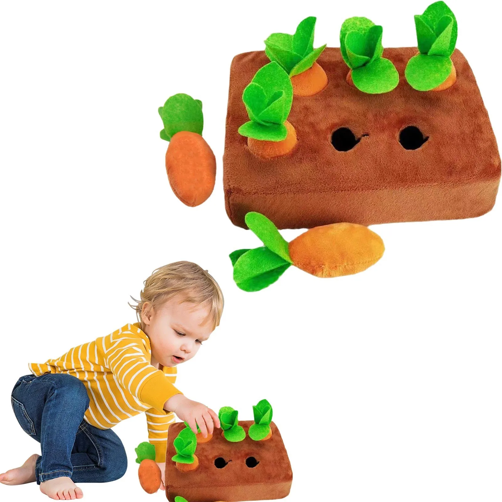 Imanes para niños, juego de mercado, raspador para olfatear, alfombra para olfatear, perro de peluche, zanahoria, juegos para olfatear, perro con 6/8 piezas, niña preescolar de 3 años