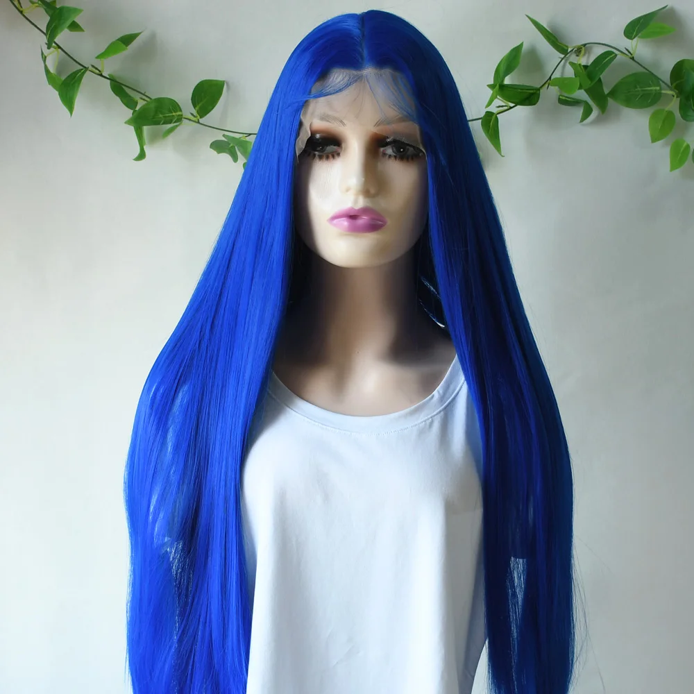 30 بوصة 13x4 الأزرق شعر مستعار Hd الدانتيل الباروكات شفافة العظام مستقيم الدانتيل الجبهة الباروكات 220 الكثافة شعر مستعار اصطناعي pelucas de mujer