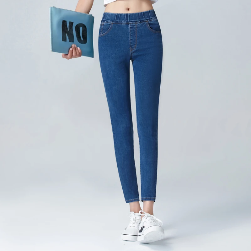 

Women's High Waist Jeans 2022 90s Fashion Women Black Blue Pocket Jeans Vintage Slim Fit Stretch Denim Trousers 4XL 5XL 6XL