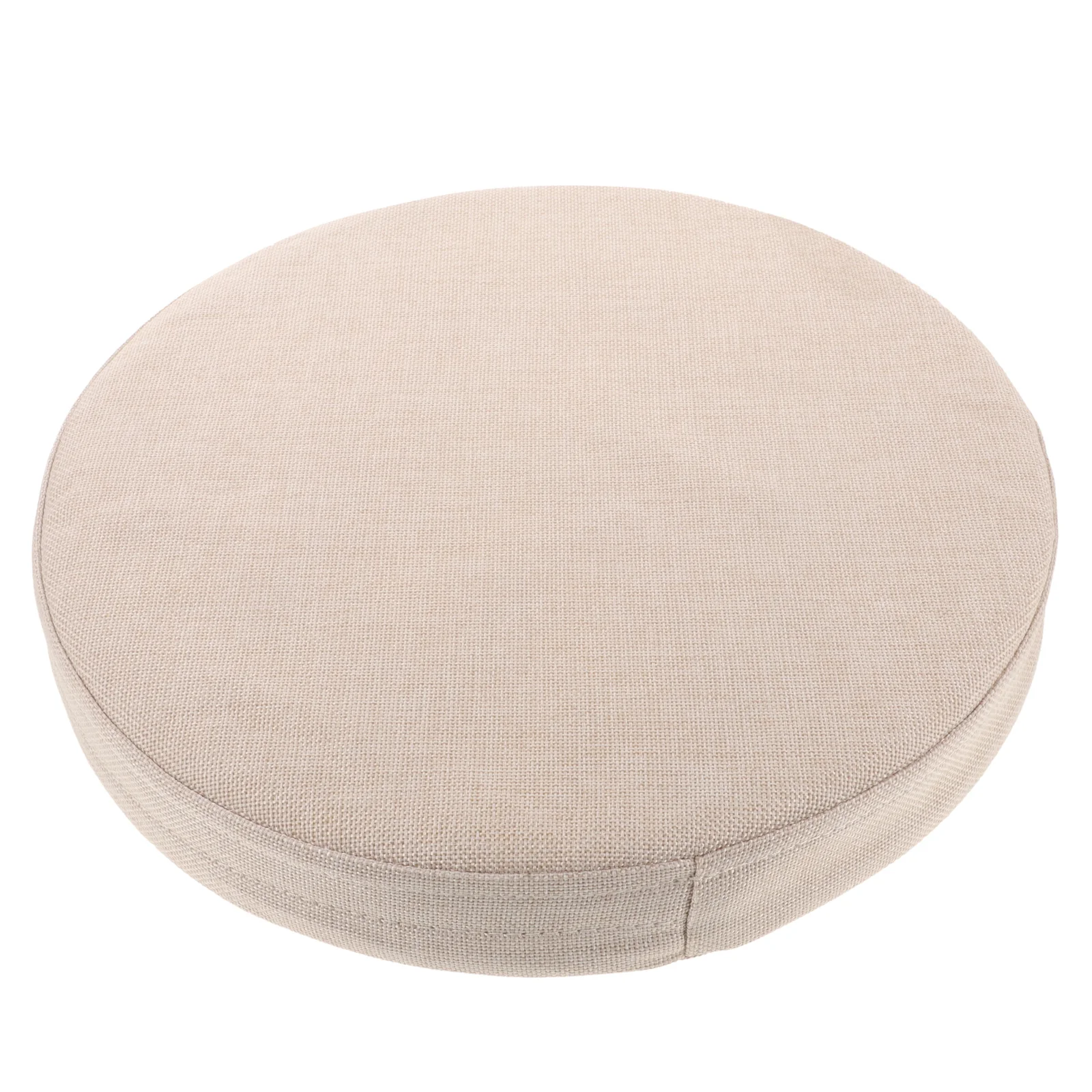 

Round Linen Chair Cushion Foam Seat Pad Light Beige Removable Cover Antislip Bottom for Wicker Dining Meditation Chair Seat