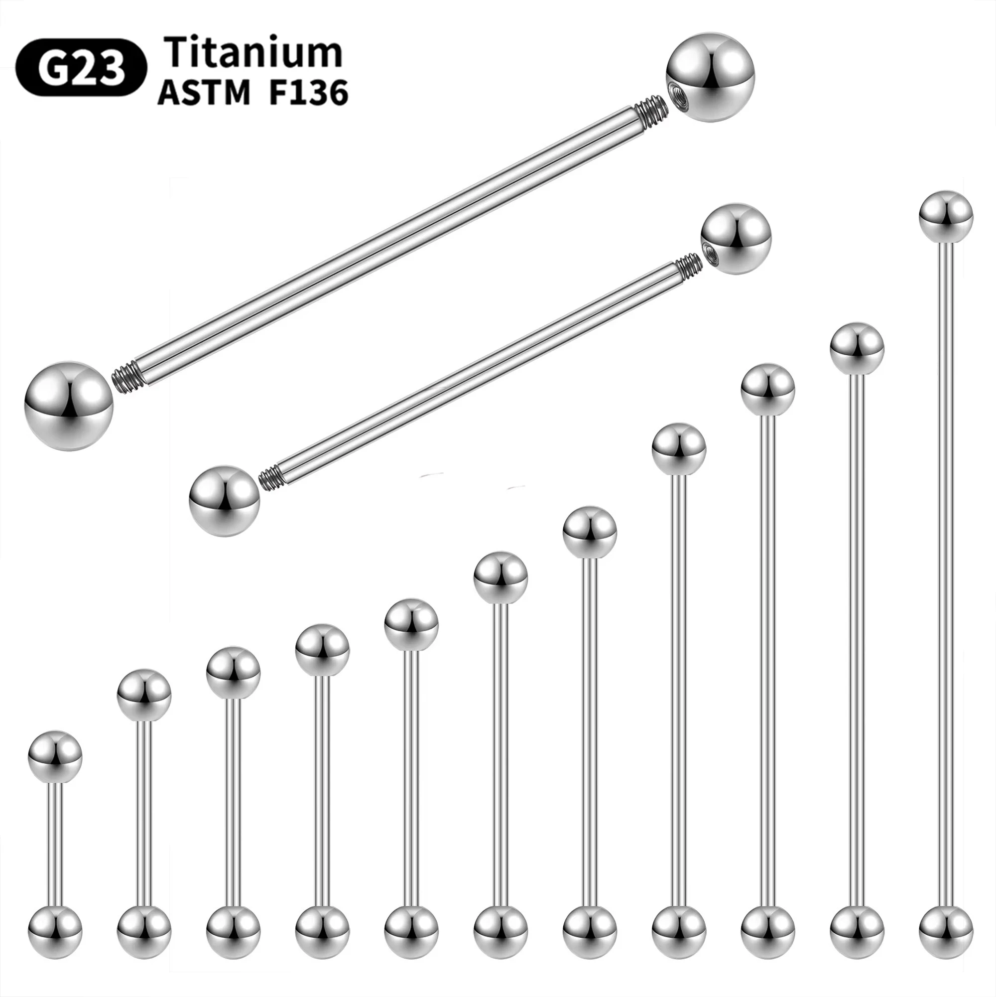 

1/5Pcs Titanium Industrial Barbell Cartilage Earring External Thread Long Ear Stud Helix Tragus Piercing Retainer Body Jewelry