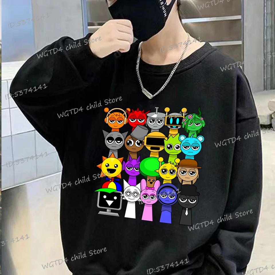 Sprunki Trend Colored Sweatshirts Kids Incredibox Game Figure Clothing Boys Girls Long Sleeve Pullover Cute Sprunki Sudadera