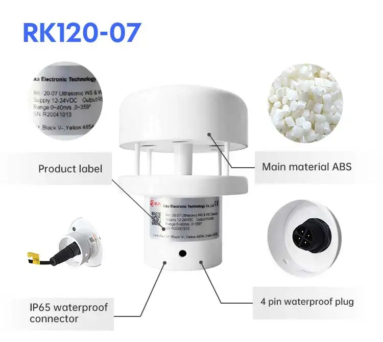 RK120-07 Original Brand New OEM Rs485 Economical &speed High Precision Ultrasonic Wind Speed And Direction Sensor