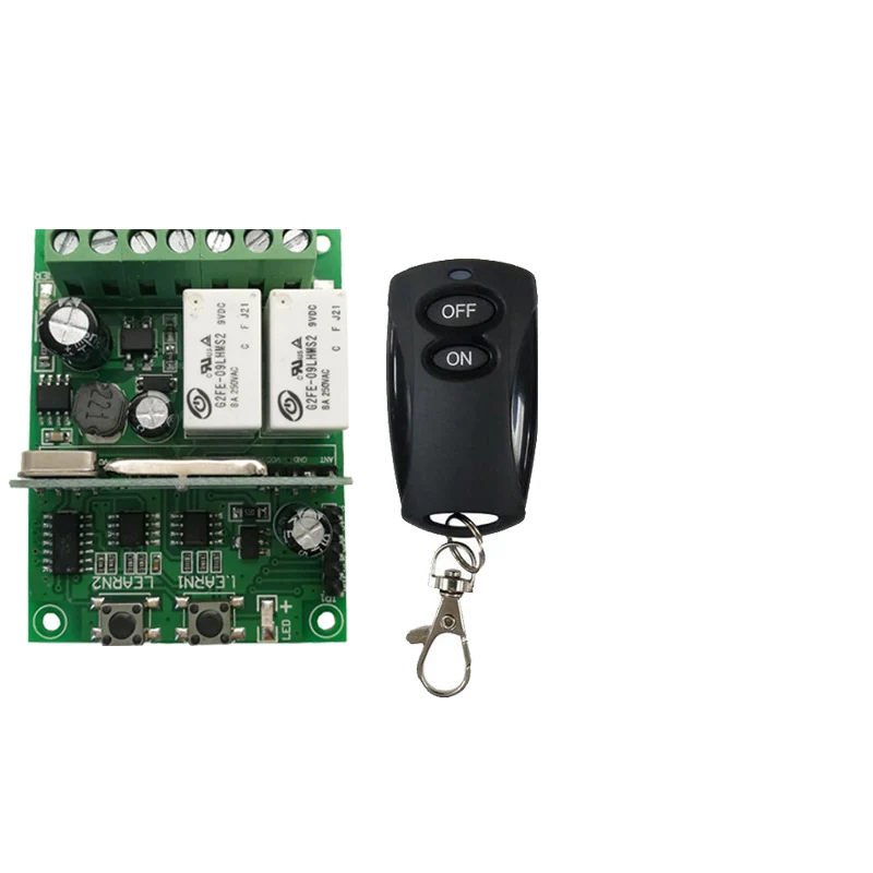 رمز التعلم الفردي DC9V 12V 24V 10A 2CH جهاز التحكم عن بعد اللاسلكي نظام استقبال و 2 مفاتيح التحكم عن بعد