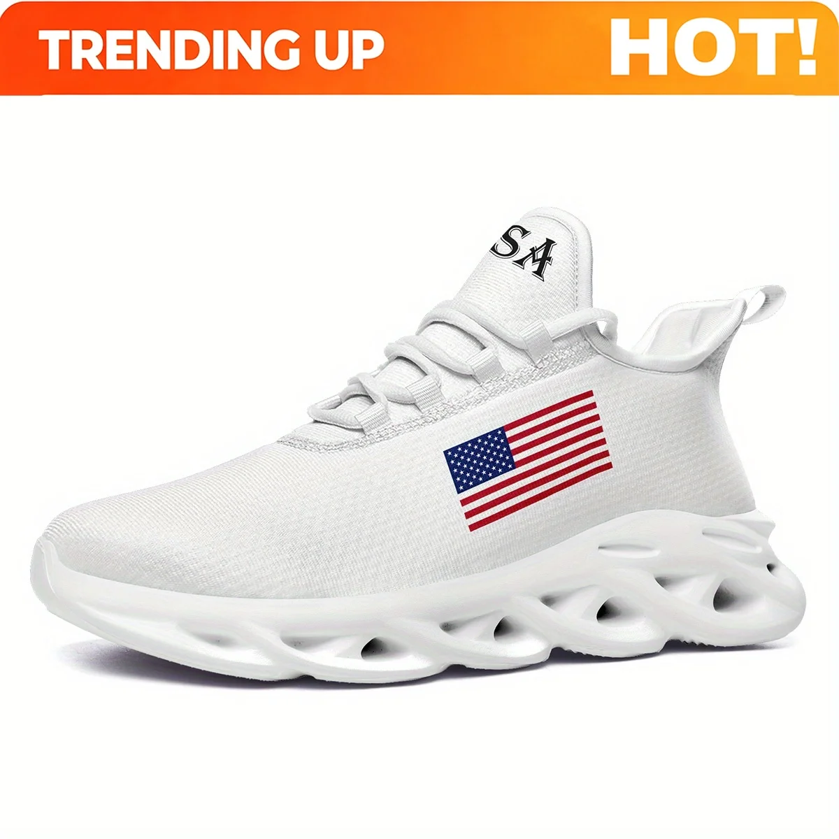 Custom Men's Casual Shoes US Colors Trainers, National Colors Series, Graffiti Style Lace-up Sneakers For Streetwear And Ultra-l