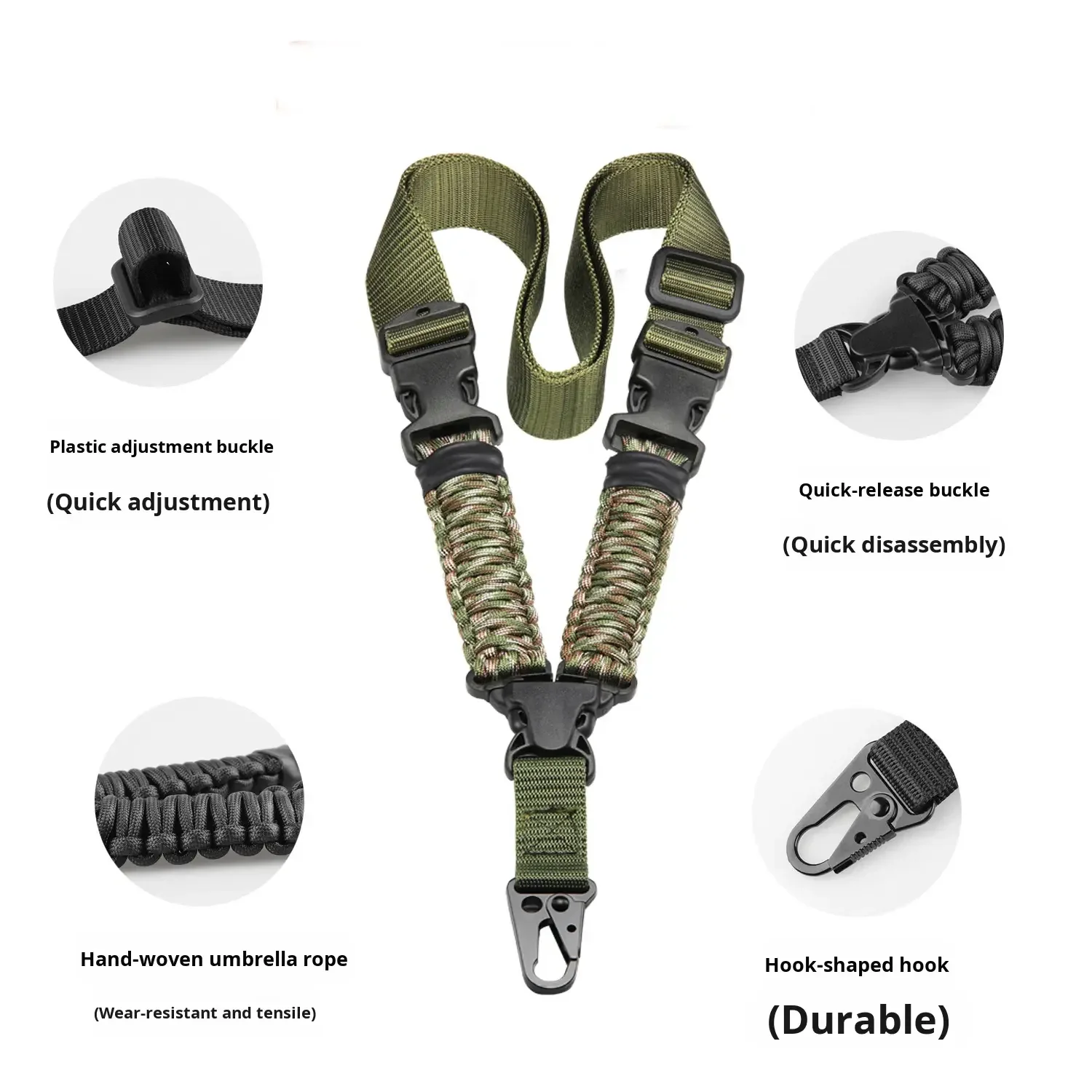 戦術的なシングルポイントガンストラップ、ナイロンウェビングパ - Rifle Sling Swivel のレビューと価格